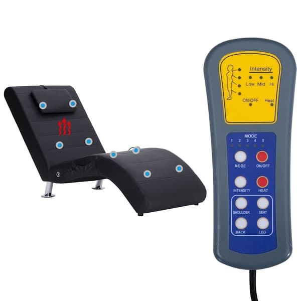 vidaXL massagechaiselong med hynde, sort, kunstlæder