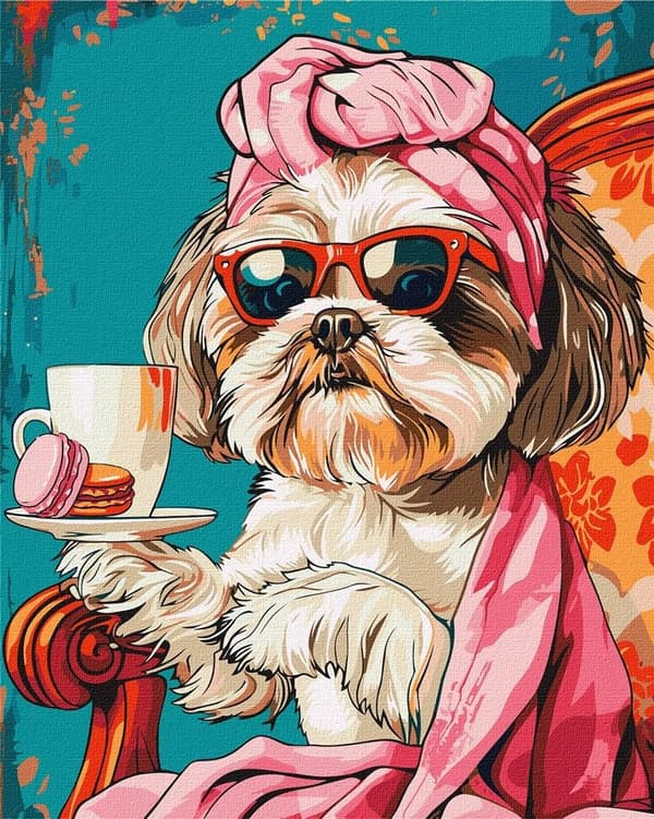 Måla efter siffror - Lekfull shih tzu 40x50cm