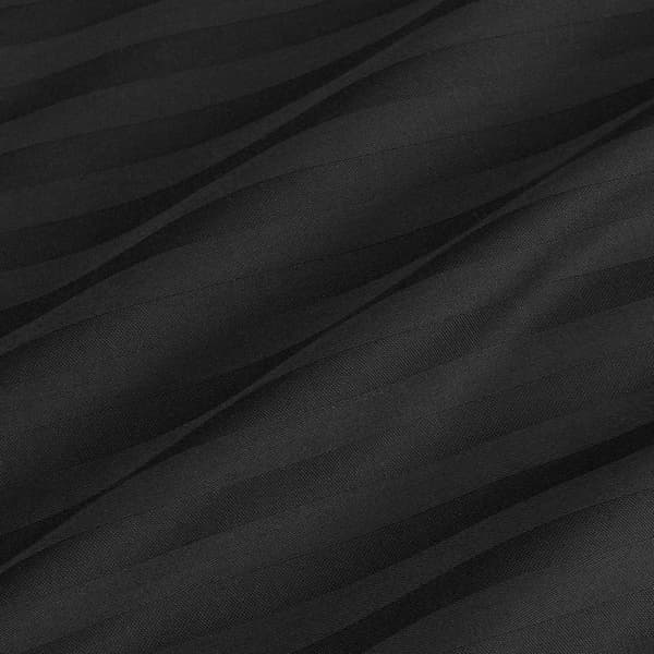 Sengesæt 200x220 satin 100% BOMULD sort med klassiske striber