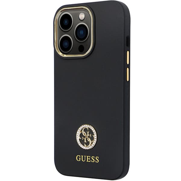 Guess Silikone Logo Strass 4G Etui til iPhone 13 Pro / 13, Sort