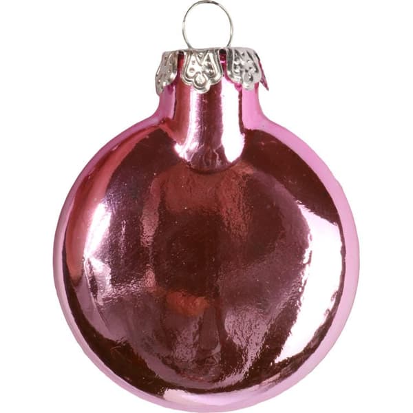 Set med 8 platta, rosa glaskulor