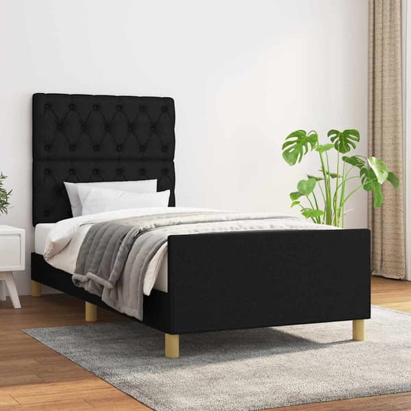 vidaXL sengestel uden madras sort 80x200 cm stof