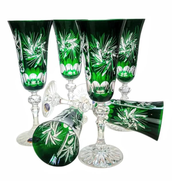 Smaragdkrystal champagneglas 150 ml Olivenkværn