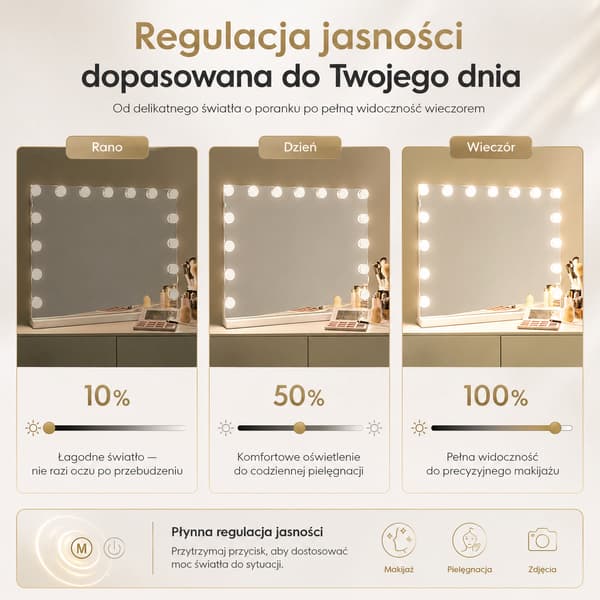 Hollywood-meikkipeili 58x48 LED musta