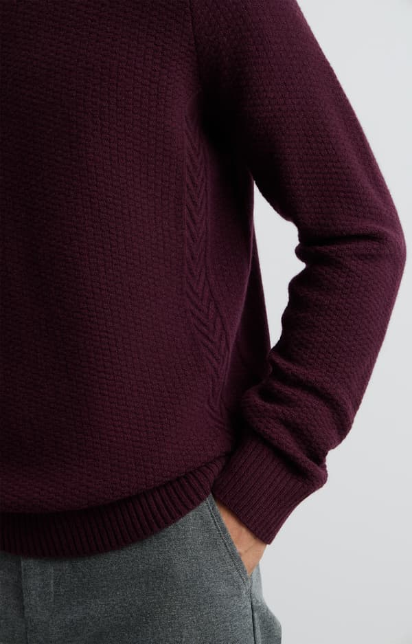 Mikromønstret sweater med rund hals L