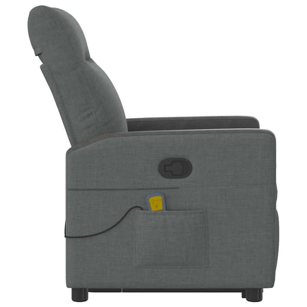 vidaXL Lyftbar massagefåtölj mörkgrå tyg