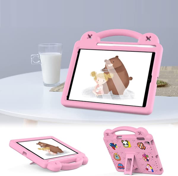 Etui til iPad 9,7" 2018/2017 (6./5. generation) / Pro 9,7" 2016, Søde mønstre, med stativ, Lyserød