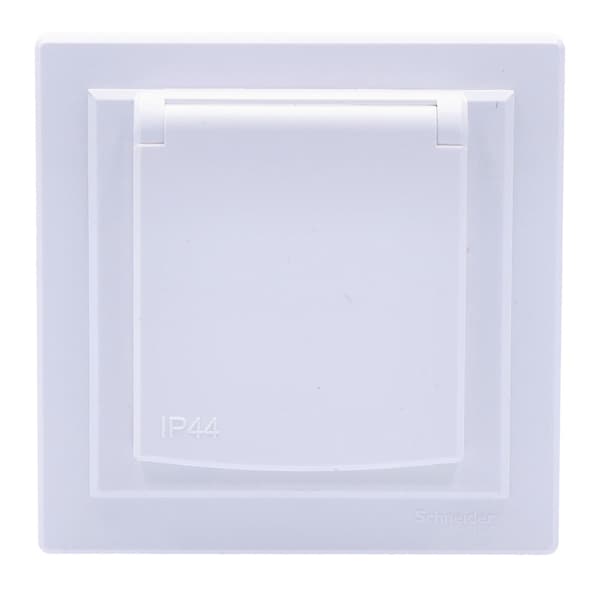 2P+PE fatning IP44, rammesystem, hvid asfora