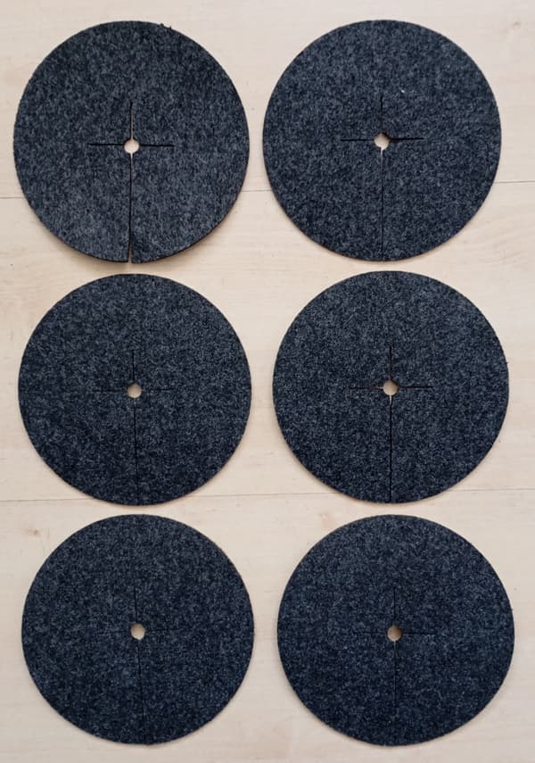 Set med 6 ogrässkyddsskivor, grafit, diameter 15 cm