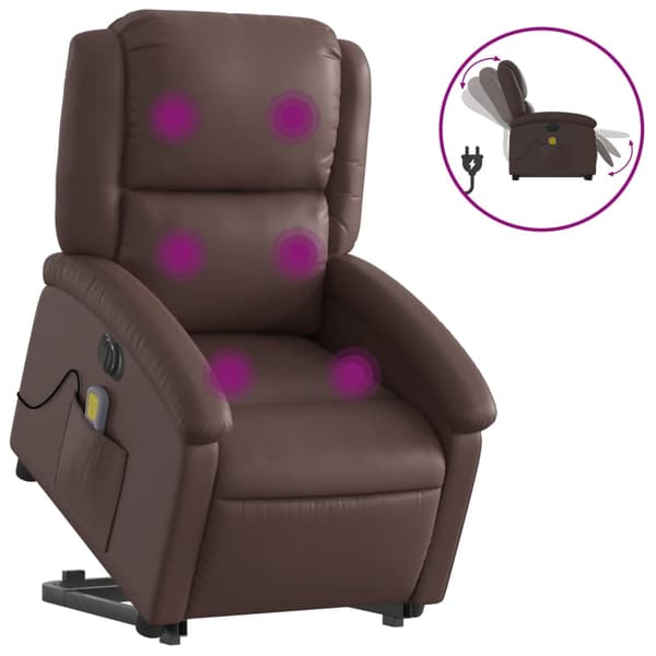 vidaXL elektrisk lænestol med massage, brun