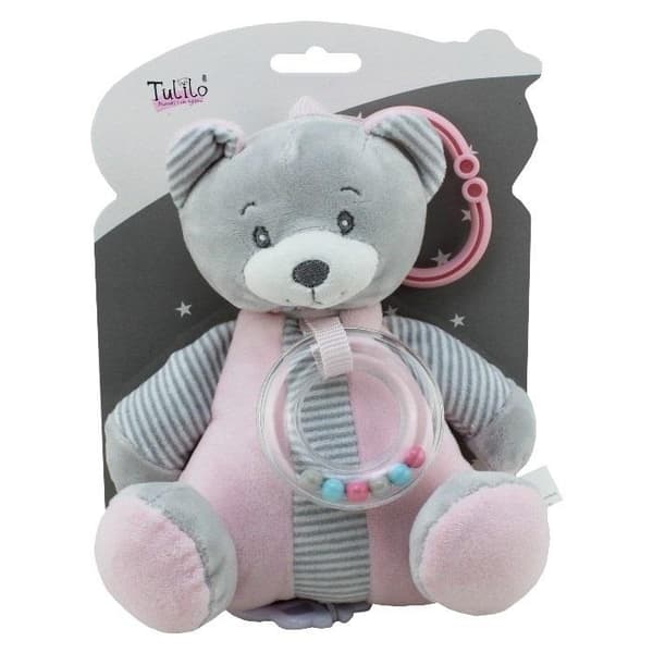 Lyserød bamse spilledåse 18 cm