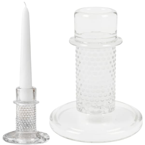 Transparent glaslysestage, højde 11 cm, til 1 langt lys