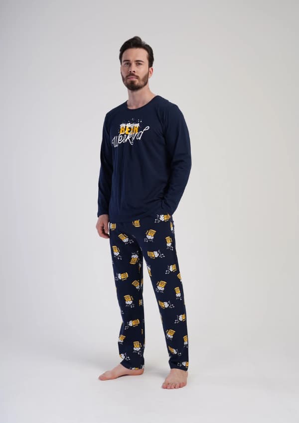 Herrpyjamas i bomull S Vienetta långärmade byxor Rolig present