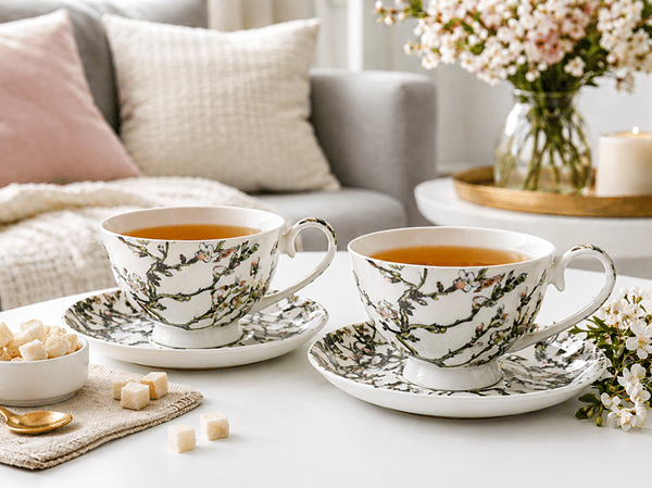 Porslinskoppar set med 2 st 250ml Van Gogh Blommande Mandel