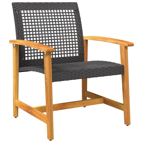 vidaXL havestole, sæt med 2, sort, polyrattan og akacietræ