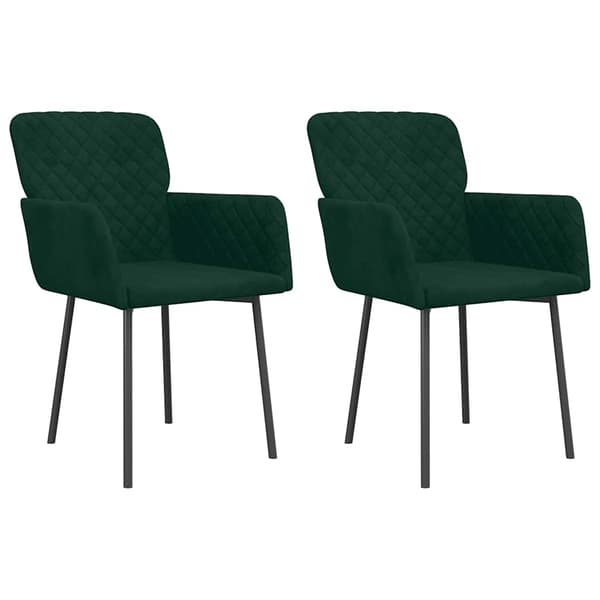 vidaXL Matstolar, set om 2, mörkgrön, klädd i sammet