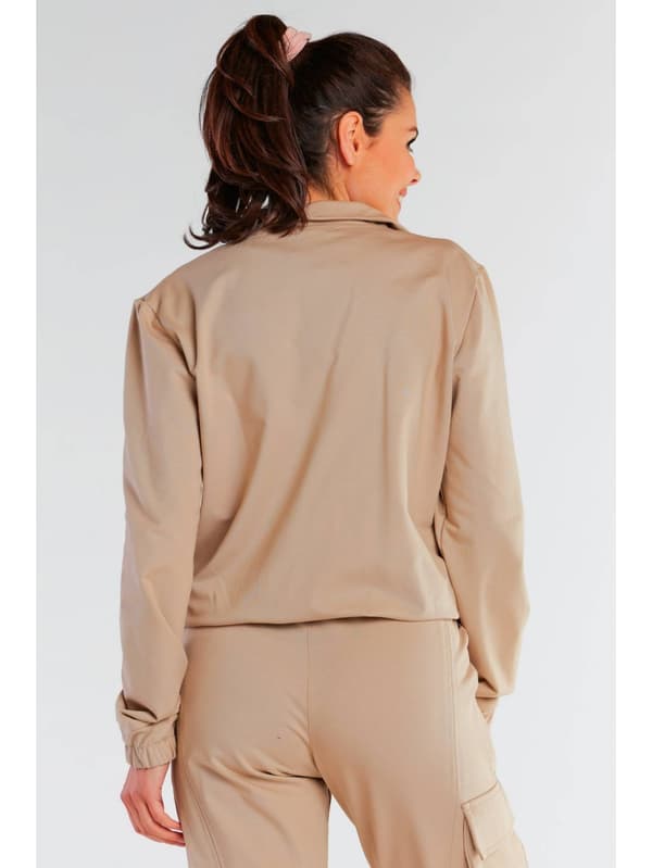 Beige bomullströja med dragkedja L/XL