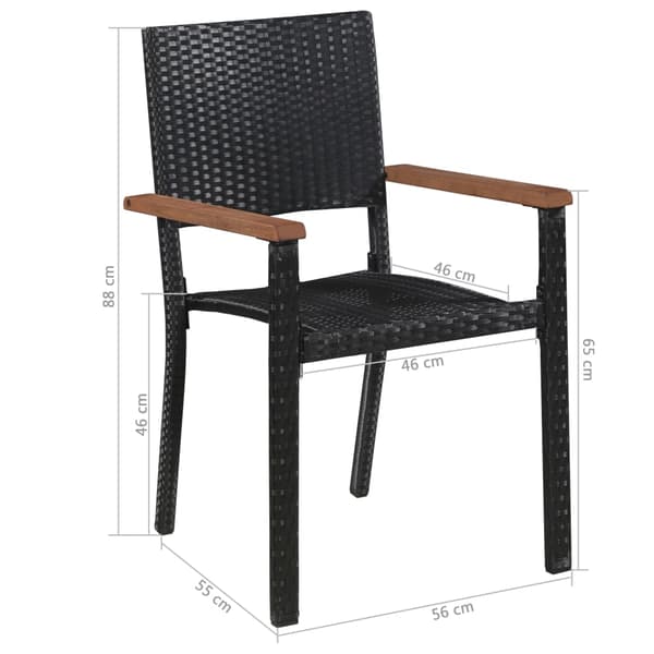 vidaXL havestole, sæt med 2, polyrattan, sort