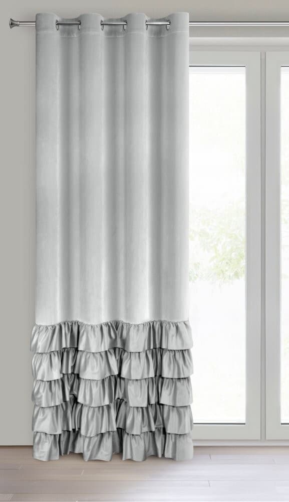 DANI gardin 140x250 sølvfarvede flæser