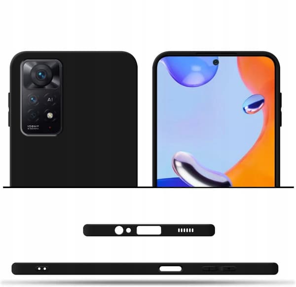Etui til REDMI NOTE 11 PRO 5G Mat Sort Silikone Slim + GLAS
