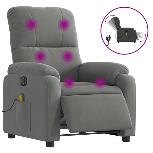 vidaXL Elektrisk massagefåtölj mörkgrå mikrofiber
