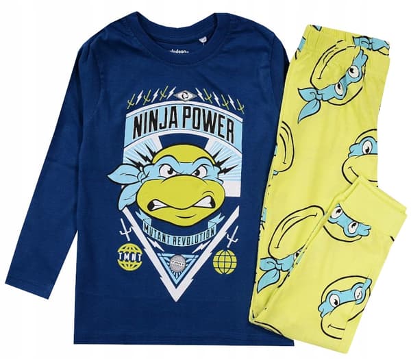 POJKPYJAMAS, bomull, långärmad, NINJA TURTLES, blå 122 D011C