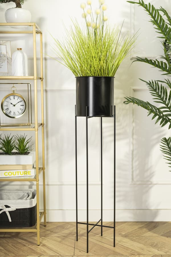 Blomstativ med lock 95 cm svart