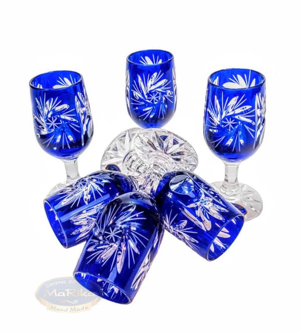 Koboltkristallglas 25ml olivkvarn - Set om 6