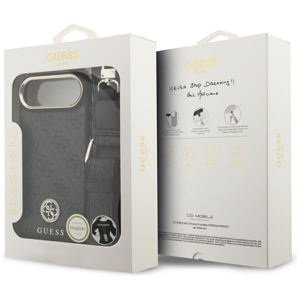Guess 4G Strass Logo & Store Rem Metalknapper MagSafe-etui til iPhone Air, sort