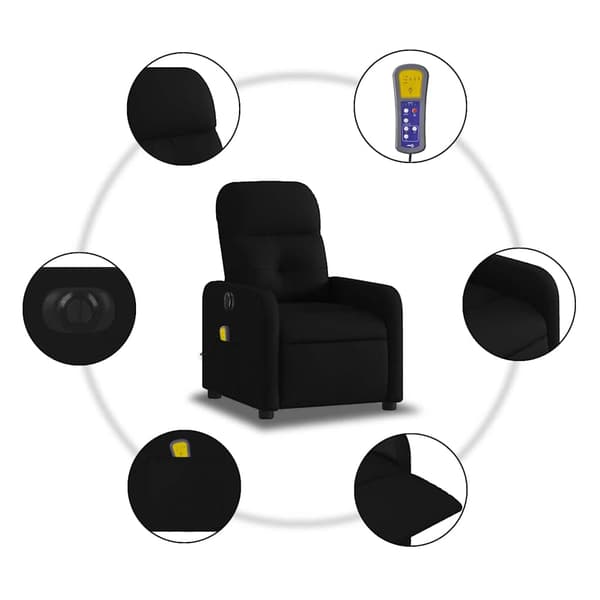 vidaXL elektrisk massagestol med lænefunktion sort stof