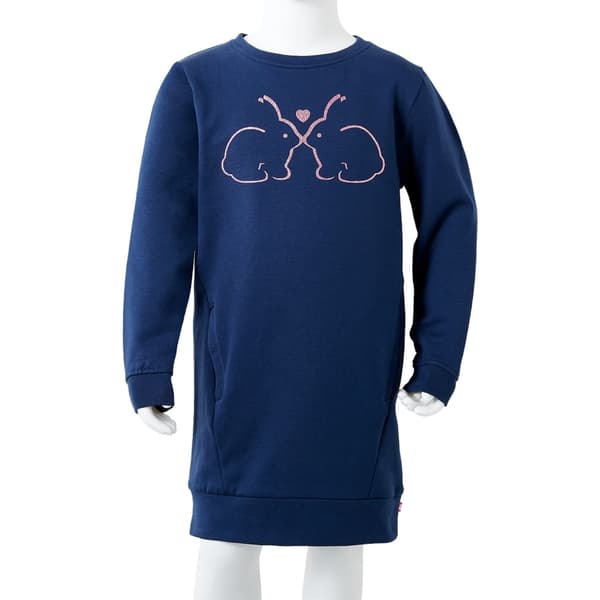 Børnesweatshirtkjole, marineblå, 92