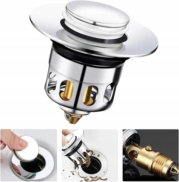 Klik-klak håndvaskprop 34-40 mm sølv 2 stk. universal