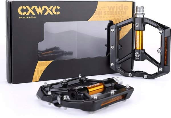 CXWXC Aluminium Platform Cykelpedaler med Reflektorstifter, Sort