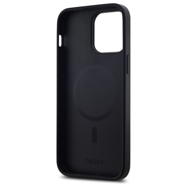 DKNY Plain Logo MagSafe -kotelo iPhone 14 Pro Maxille, musta