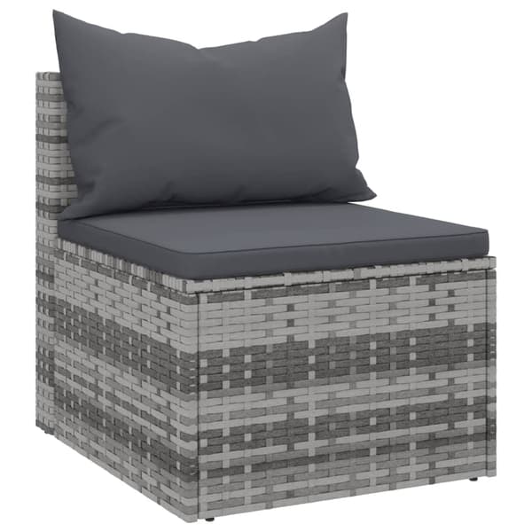 vidaXL midtersofaer med hynder, 2 stk., grå, polyrattan