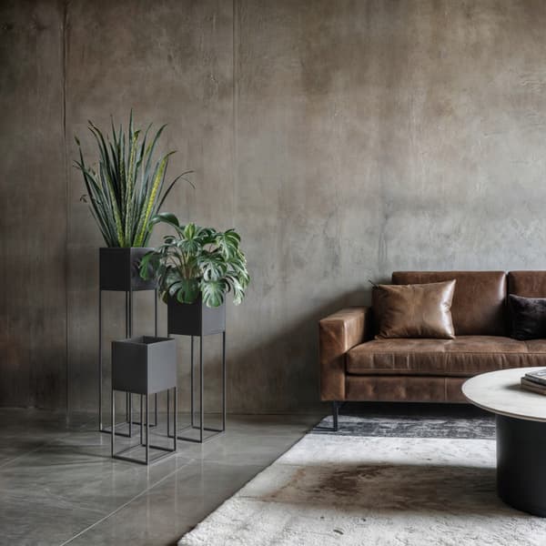 Urtepotteskjuler metal sort Loft Lorient L 19x19x87cm