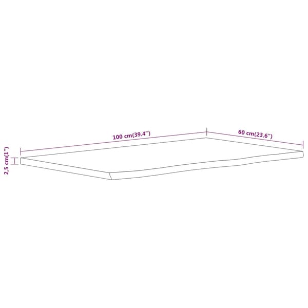vidaXL badeværelsesbordplade 100x60x2,5 cm rektangulær akacietræ