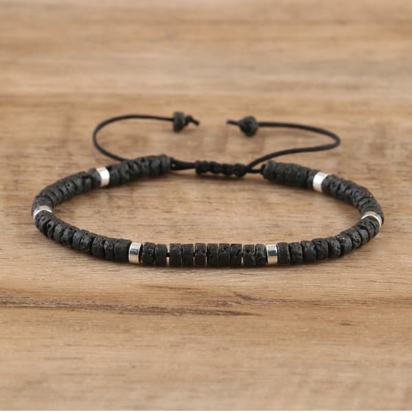 Armbandspärlor Natursten Vulkansten 2x4 mm Justerbar