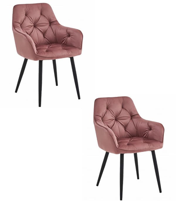 JORK stol - pink velour / sorte ben x 2