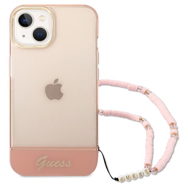 Guess Translucent Pearl Strap-skal till iPhone 14 Plus, Rosa