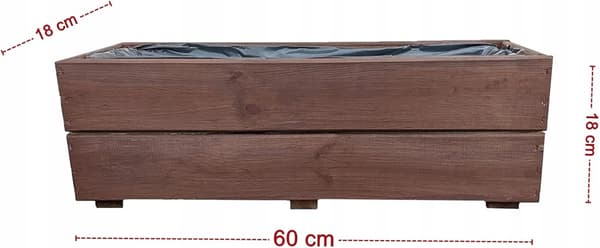 Urtepotte til altan, vindueskarm, rektangulær trætrug, Palisander 60x18 D27