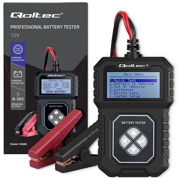 Qoltec Digital Batteritestare med LCD-Display 12V 30-220Ah