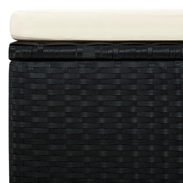 vidaXL puf 53 x 53 x 30 cm, polyrattan, sort