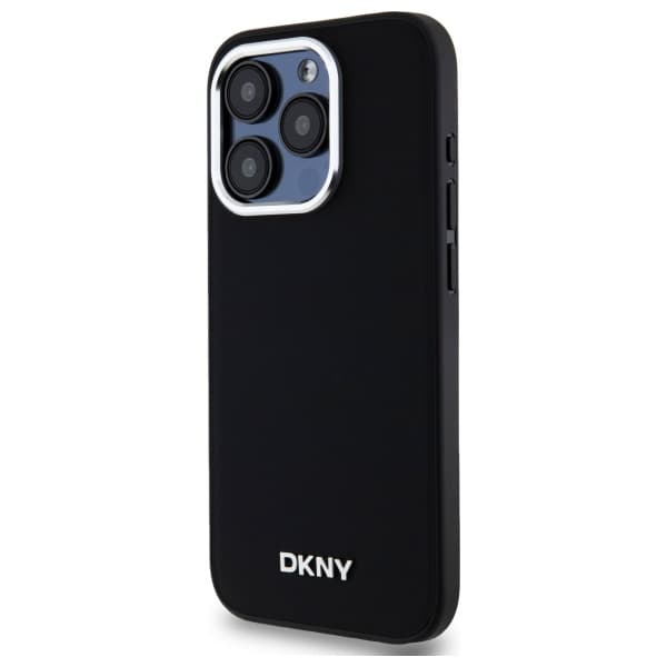 DKNY Plain Logo MagSafe -kotelo iPhone 15 Pro Maxille, musta