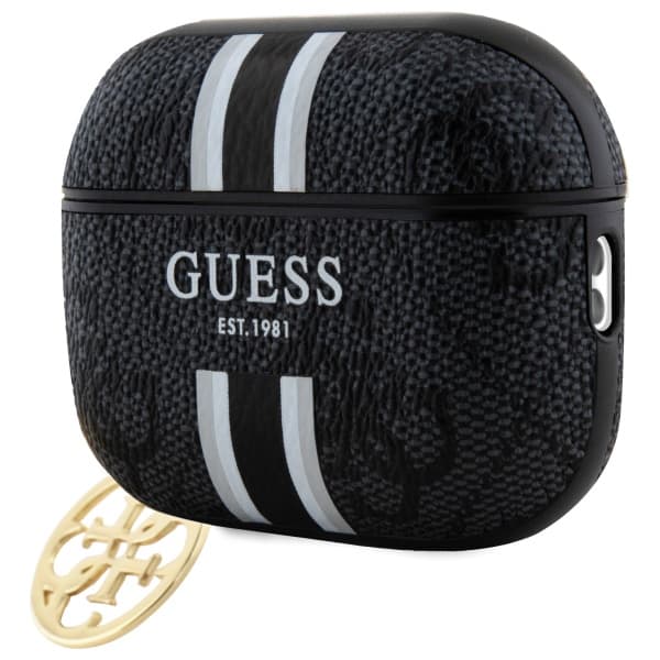 Guess 4G Printed Stripes Charm-etui til AirPods Pro 2, sort
