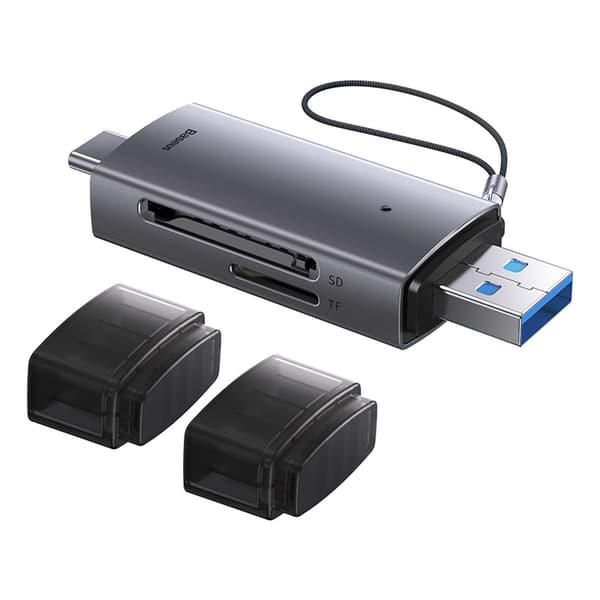 SD TF USB-A USB-C minneskortläsare - Grå