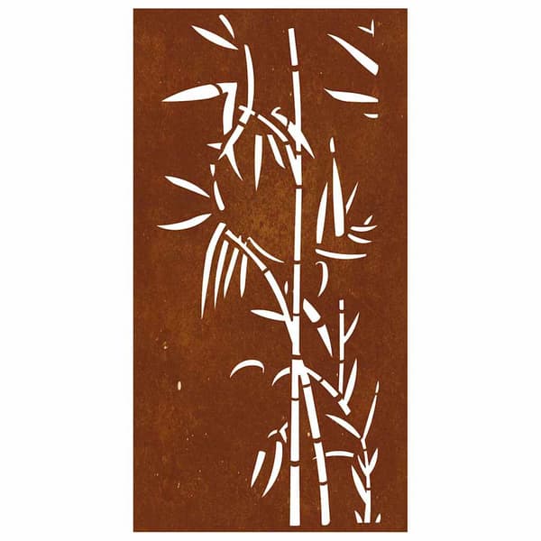 vidaXL Puutarhan seinäkoriste, 105x55 cm, Corten-teräs, bambu