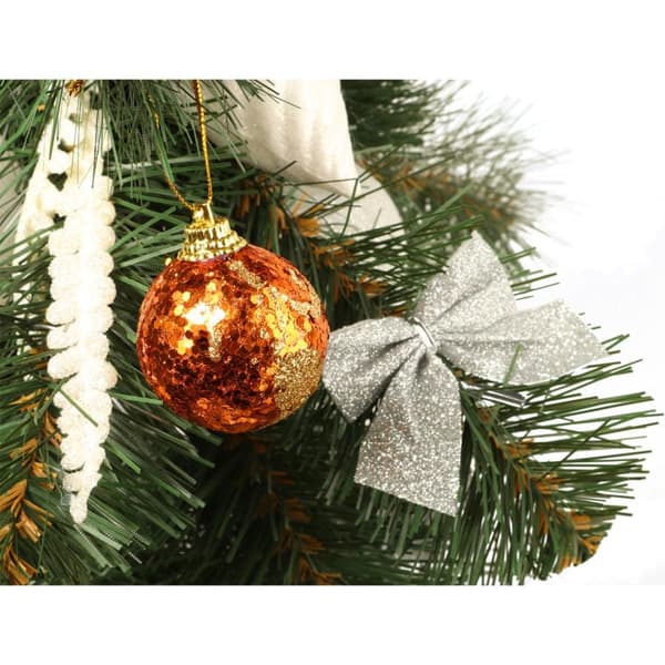 Set med 6 orangea glitterkulor 6 cm