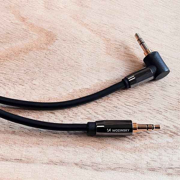 AUX-kabel vinklet han-han mini-jack-kabel 2m sort