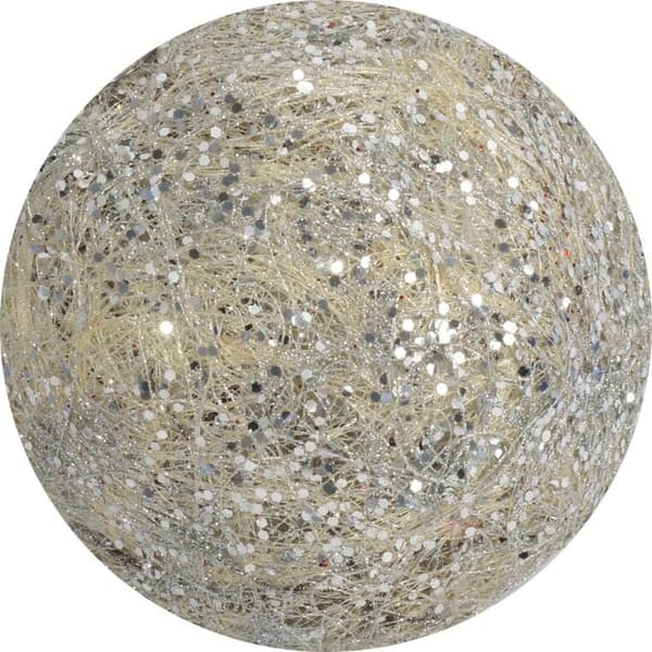 Vit och silver sisal hängboll 15 cm